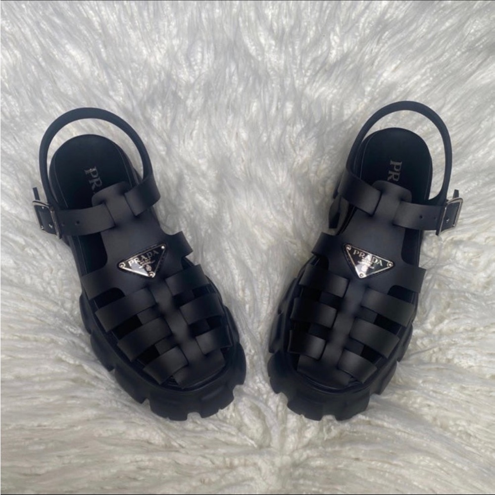 Prada Black Strappy Sandals